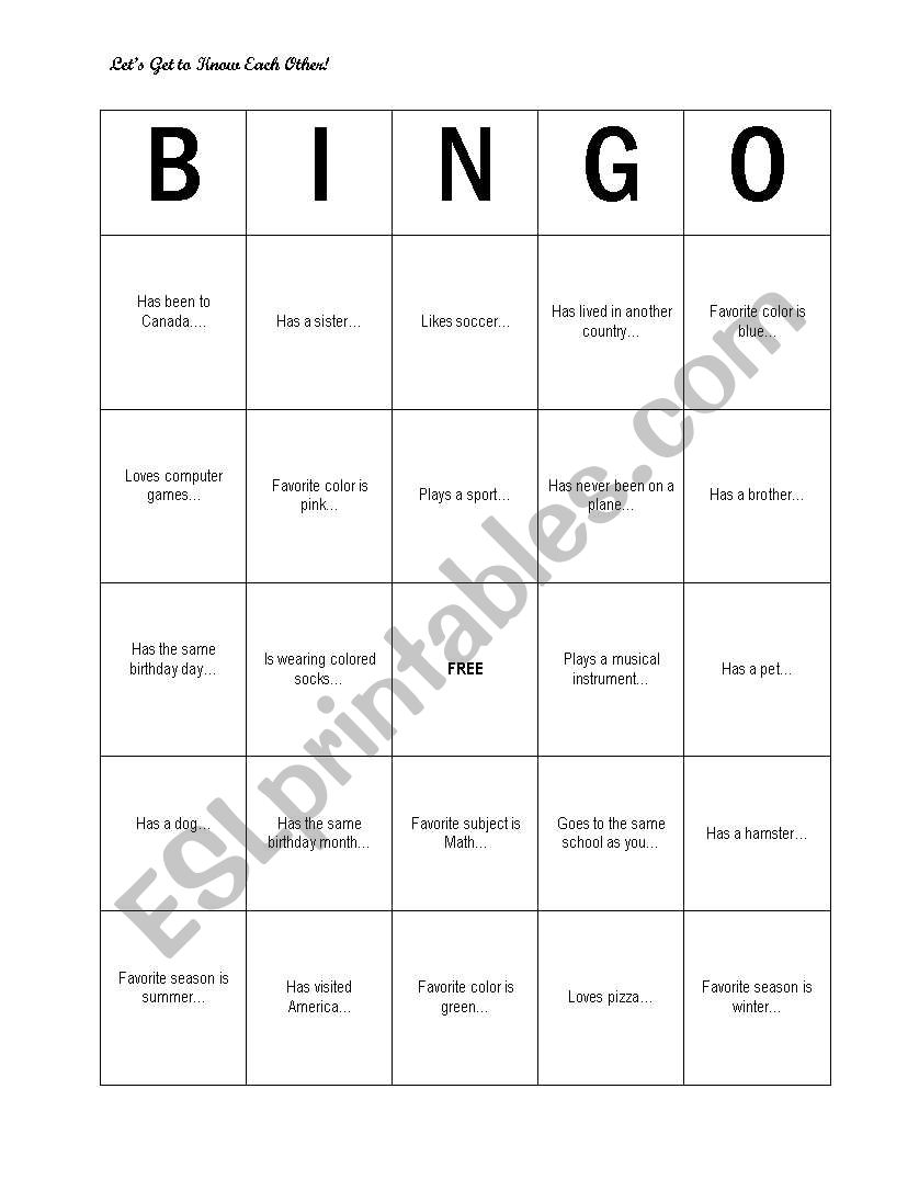get to know you bingo